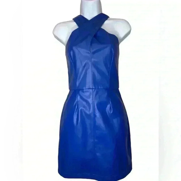 Ryan Cobalt Faux Leather Mini Dress - Picture 4 of 4